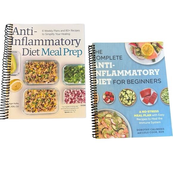 Anti-Inflammatory Diet Cookbooks Meal Prep Lot Of 2 Lay Flat Spiral Bound Books - Picture 1 of 5